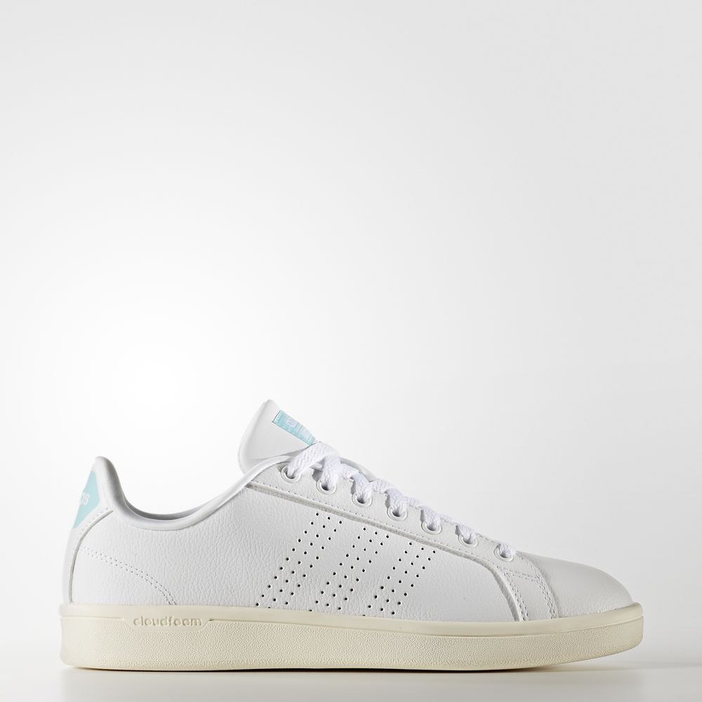 Adidas Cloudfoam Advantage Clean - αθλητικα παπουτσια γυναικεια - Ασπρα/Ανοιχτο Τυρκουάζ,Μέγεθος: EU